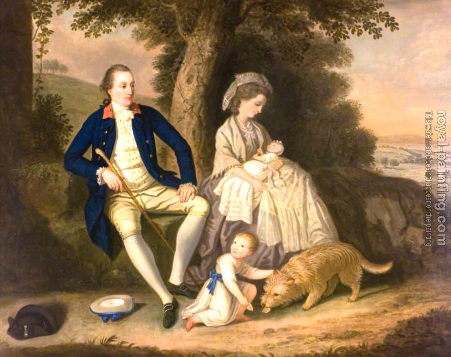 David Allan : Charles Watson, esq, and his wife, lady Mary, with their two children james and anne in a landscape